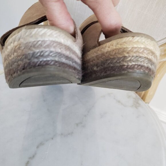 Anthropologie Paseart Tan Suede Cross Strap Ombre Wedge Espadrille Slides 10 - Picture 9 of 16